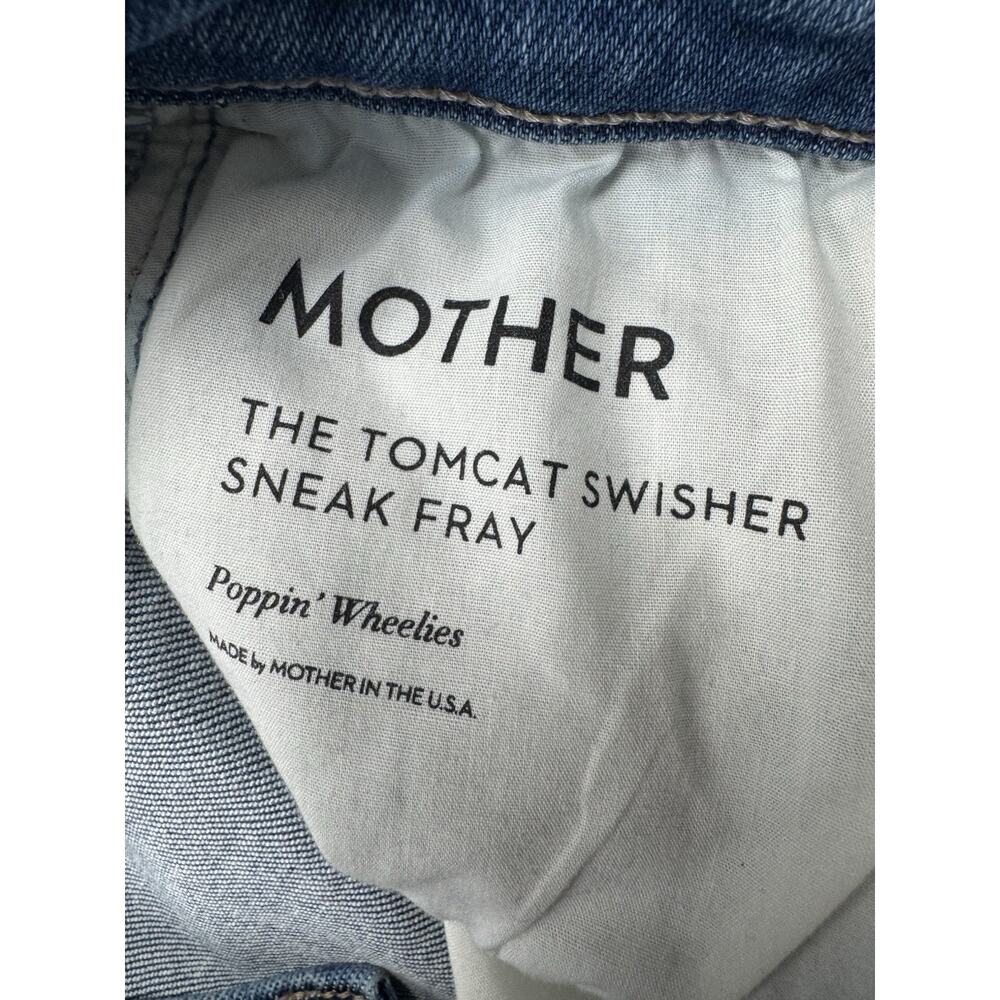 Mother Tomcat Swisher Sneak Fray Jeans Size 28 Blue Wide Leg Poppin' Wheelies - Picture 8 of 16